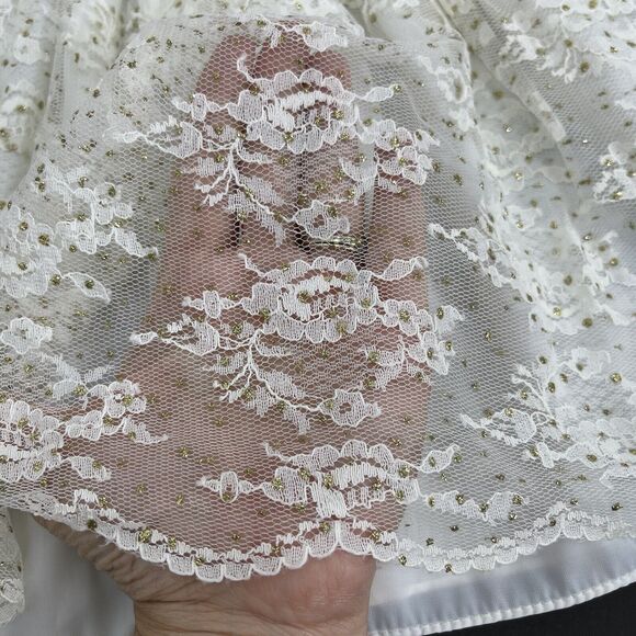 Vintage Nana’s Pet Designer Lace Ivory Gold Satin Dress 12 Months Wedding Lovely - Picture 6 of 9